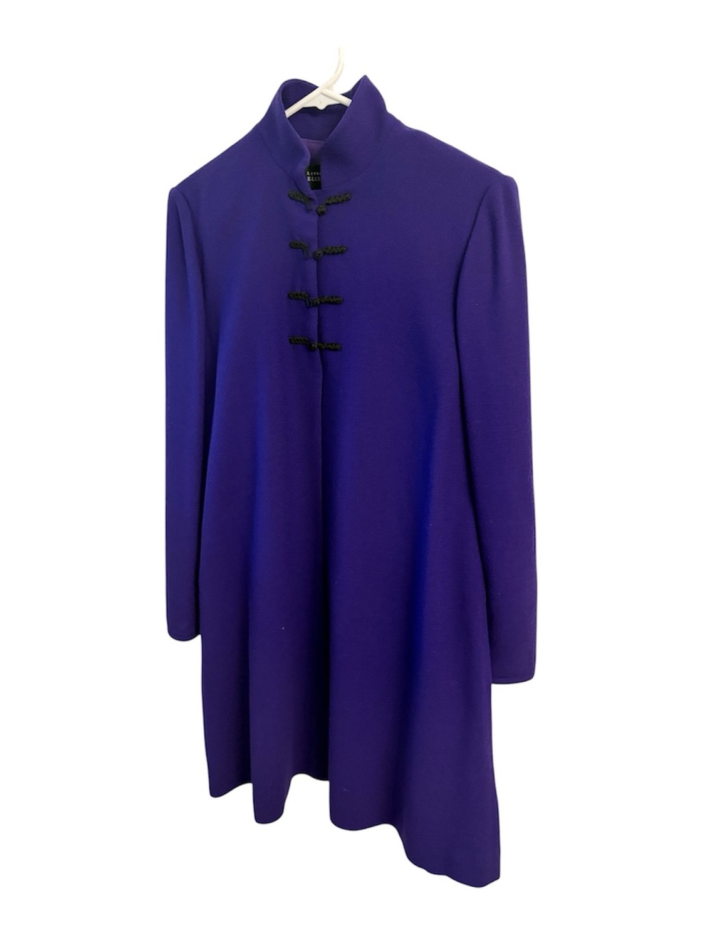 Ellen Tracy Violet Mandarin-Collar Long Sleeve Coat Dress